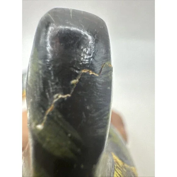 Small Handpainted Wooden Wood Mallard Ducks Birds Figurine glass eyes - Picture 8 of 9